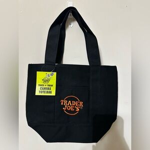 Trader Joe's Halloween Black Canvas Mini Tote NWT